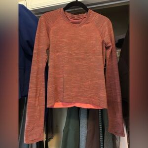 Lululemon Swiftly Tech Long Sleeve Shirt Race Size 4 Striped Raspberry Cream